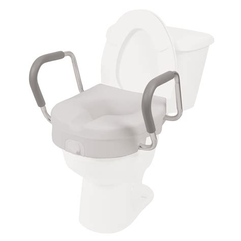 PCP Molded Toilet Seat Riser With Removable Arm Rests, White, 5 inch rise (seat with removable ...