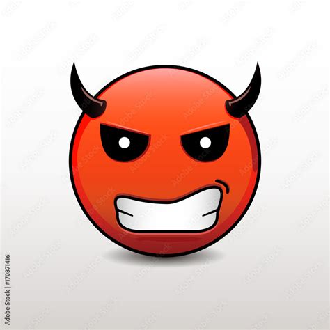 Angry devil emoticon. Vector emoji smiley Stock Vector | Adobe Stock