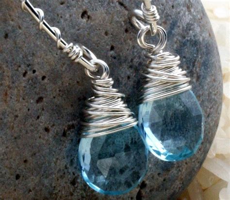 Blue Topaz Earrings Blue Topaz and Sterling Silver Earrings | Etsy