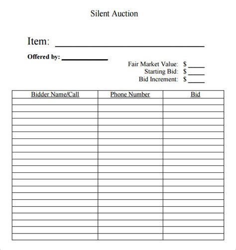 FREE 21+ Sample Silent Auction Bid Sheet Templates in MS Word | PDF