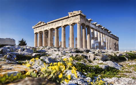 Download wallpapers Acropolis of Athens, 4k, landmark, summer, ruins, Athens, Greece ...