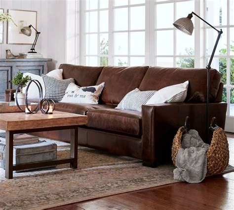 Turner Square Arm Leather Sofa | Leather sofa living room, Leather ...