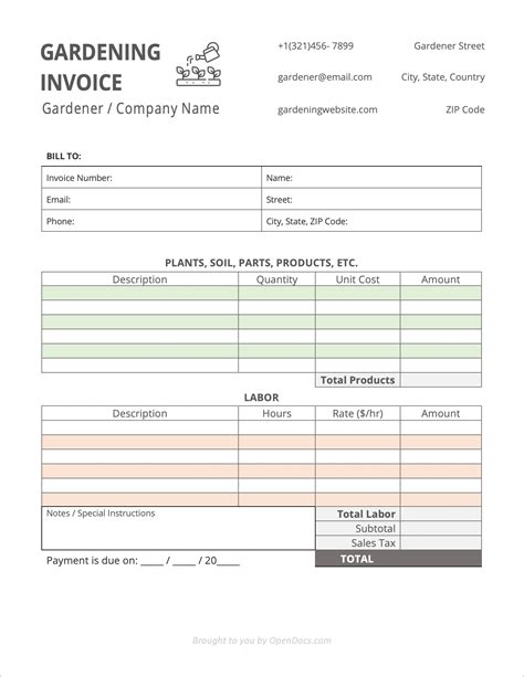 Free Gardening Invoice Template | PDF | WORD | EXCEL