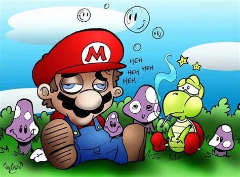 Stoned mario | Stuffed mushrooms, Mario bros, Mario art