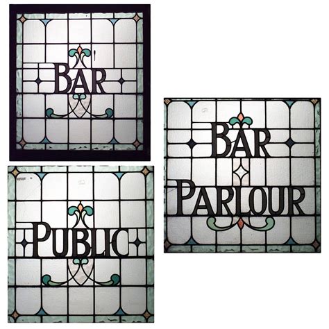 Three English, Victorian Leaded Glass Pub Signs For Sale at 1stdibs