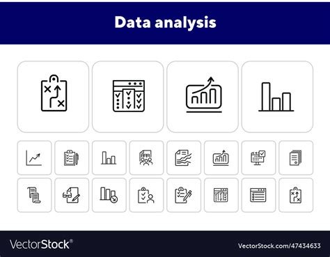 Data analysis icons Royalty Free Vector Image - VectorStock