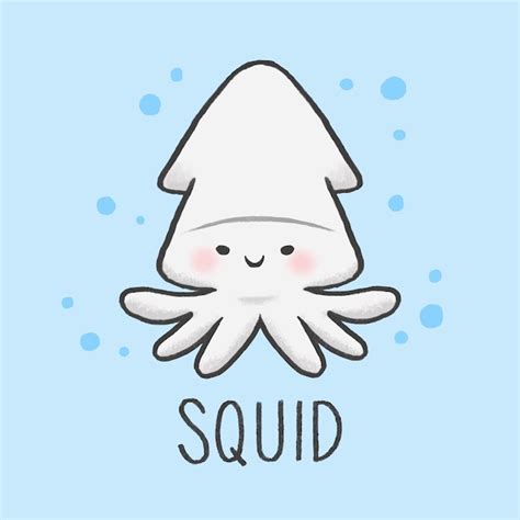 Cute squid cartoon hand drawn style | Premium Vector