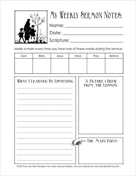 Sermon Notes Printable for Children - Flanders Family Home Life