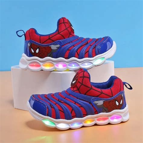 Kids Led shoes Light up Spiderman Boys Girl Glowing Shoe Light Children ...