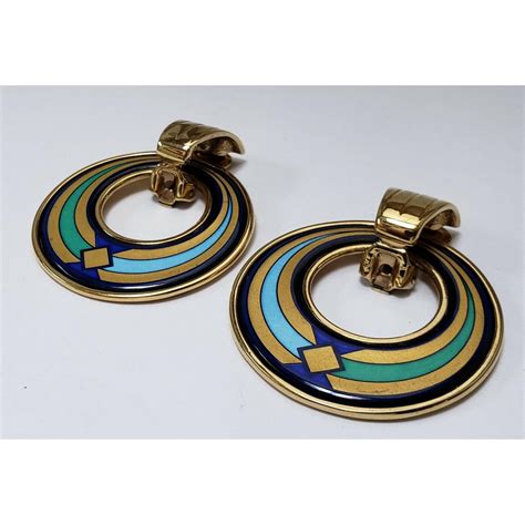 Michaela Frey Wille Modernist Enamel Clip On Dangling Dangle Costume Earrings | Barry's Pawn and ...