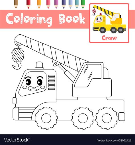 Coloring page crane cartoon character side view Vector Image