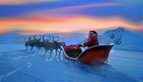 HD wallpaper: Holiday, Christmas, Reindeer, Santa, Sleigh, Snow, sitting | Wallpaper Flare