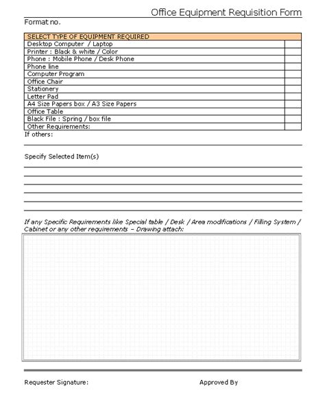 Office equipment requisition form