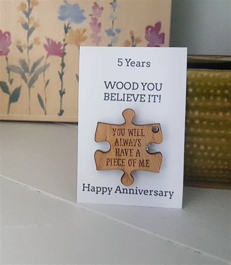 5th Anniversary Gift Husbandgift Wife Card Wood Wooden - Etsy UK ...