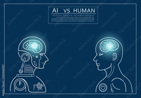 Robot vs human. AI artificial intelligence and human intelligence Concept business disruptive ...