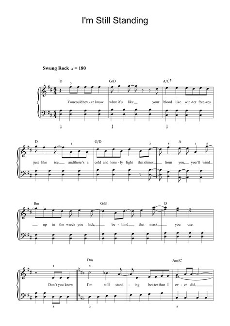 I'm Still Standing by Elton John Sheet Music for Beginner Piano (Abridged) at Sheet Music Direct