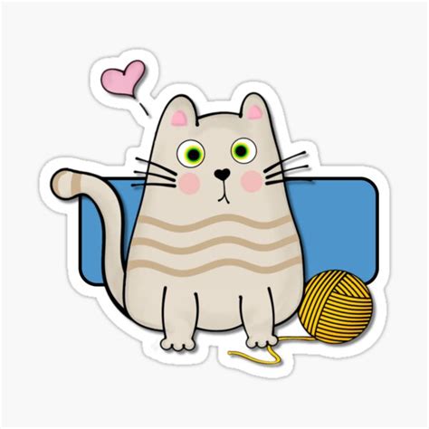 "Cute Cat with Ball of String" Sticker by Alondra | Redbubble