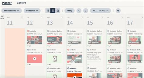 Example of Hootsuite Social Media Editorial Calendar