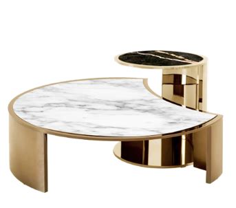 Modern White Marble Coffee Table with Gold Legs