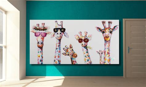 Giraffe Canvas Print, Giraffe Canvas, Giraffe Wall Art, Colourful ...