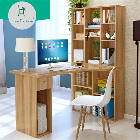 Louis fashion Computer Desks Simple desk with bookshelf combination-in Laptop Desks from ...