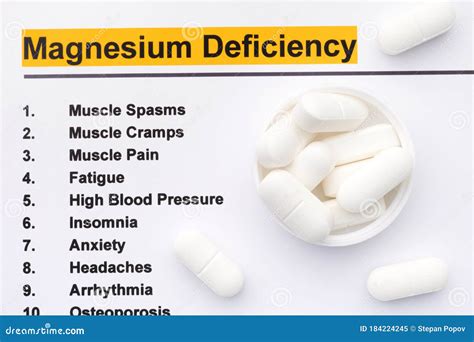 Magnesium Deficiency and Magnesium Pills. Stock Image - Image of cramps ...