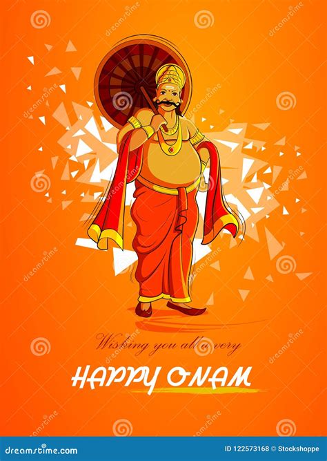 Happy Onam Festival Background of Kerala with King Mahabali Stock Vector - Illustration of ...