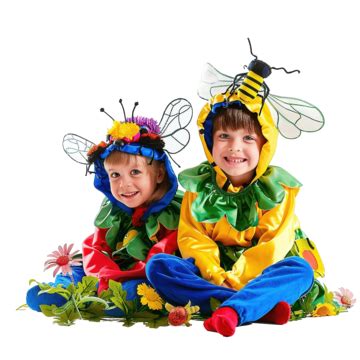 Cute Kids Wearing Insect And Flower Costumes, Adorable, Animals, Art PNG Transparent Image and ...