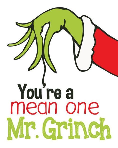 You're a Mean One Mr. Grinch / Word Art Typography Subway / Wall Art / Home Decor / Unique Gift ...