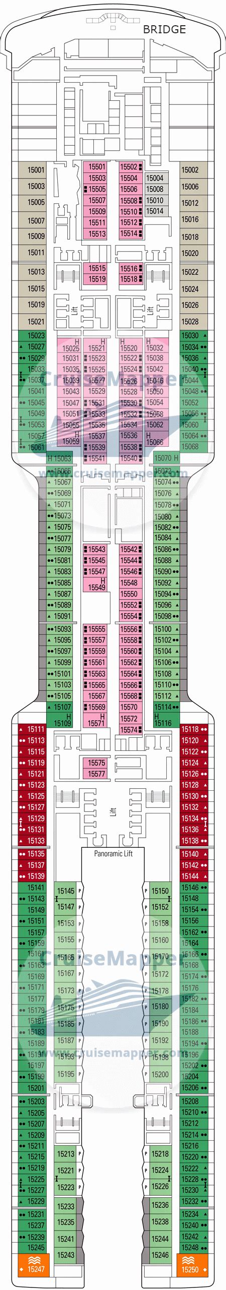 MSC World Europa deck 15 plan | CruiseMapper