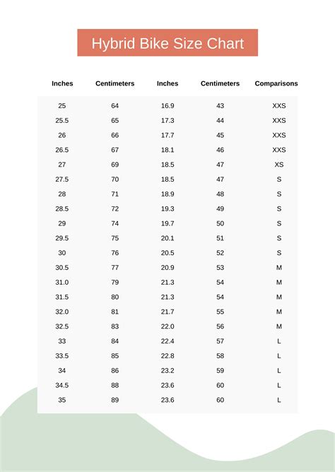 Free Hybrid Bike Size Chart - PDF | Template.net