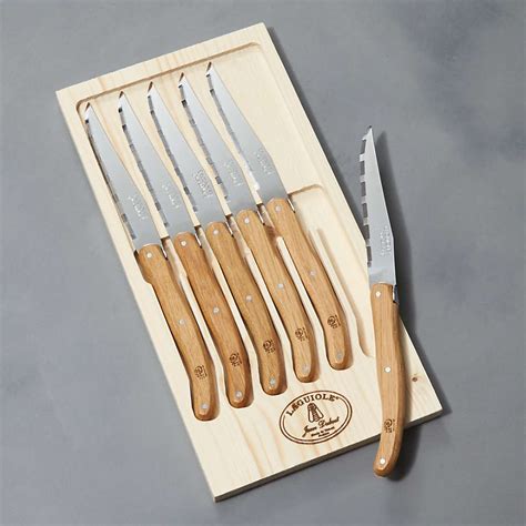 Laguiole Oak Steak Knives, Set of 6 + Reviews | Crate & Barrel