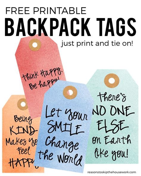 Printable Backpack Blessing Tags - Printable Word Searches