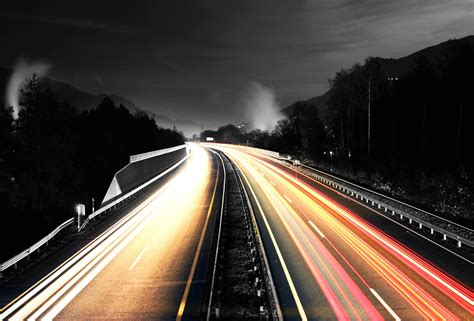 Light Trails on Highway at Night · Free Stock Photo