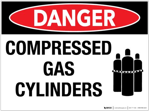 Danger: Compressed Gas Cylinders - Wall Sign - PHS Safety