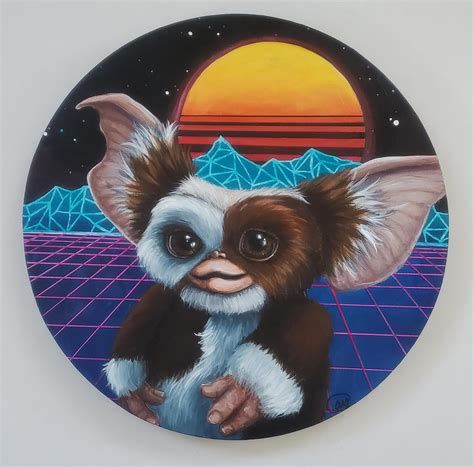 Gizmo! Original Fan Art, Acrylic on 8" wood round : r/Gremlins