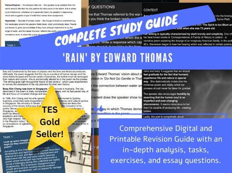 'Rain' by Edward Thomas - Complete Study Guide | Teaching Resources