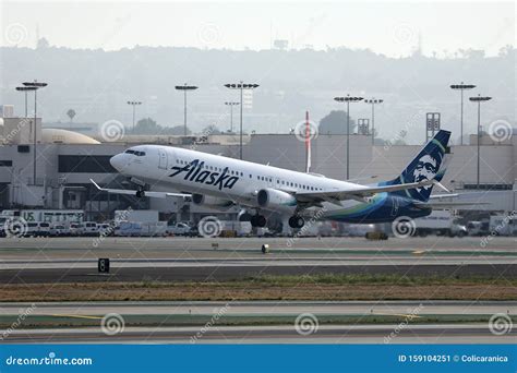 Alaska Airlines Taking Off from Los Angeles Airport LAX Editorial Photo - Image of lands ...