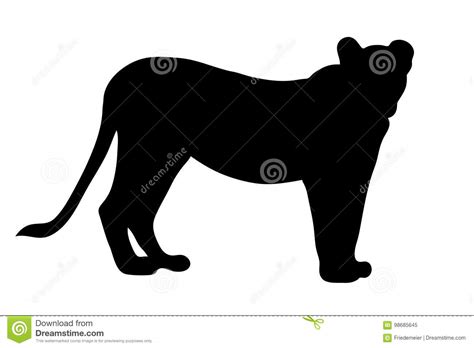 View on the Silhouette of a Female Lion Stock Vector - Illustration of lions, vector: 98685645