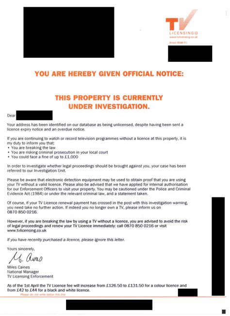 Letters from BBC Television Licensing/2006