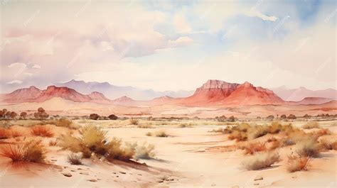 Premium AI Image | Watercolor Desert Landscape