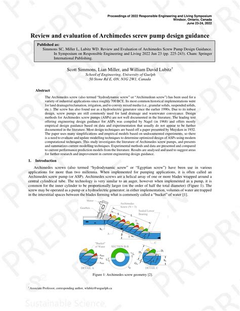 (PDF) Review and Evaluation of Archimedes Screw Pump Design Guidance