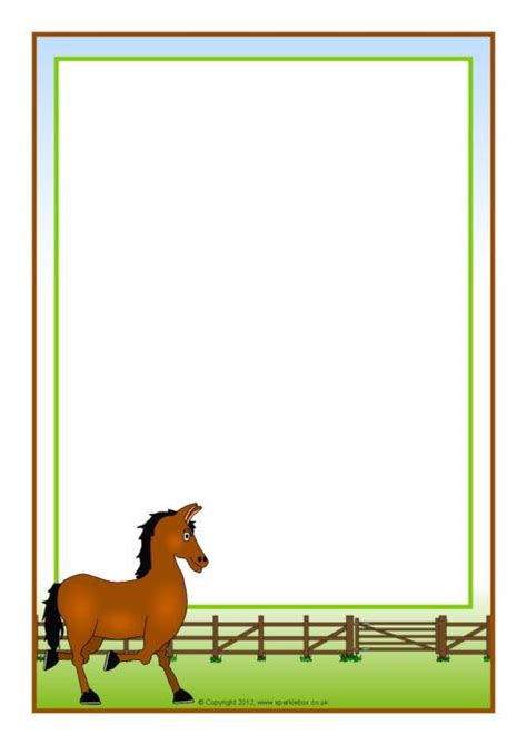 a brown horse standing in front of a white board with green border around it's edges