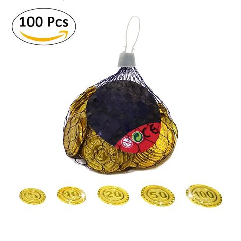 100pcs Gold Coins Plastic Toy Coin Gift Game Chip For Kid Man Boy ...