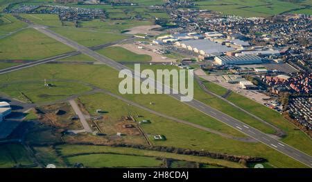 aerial view of BAE Systems Warton aerodrome near Preston, Lancashire ...