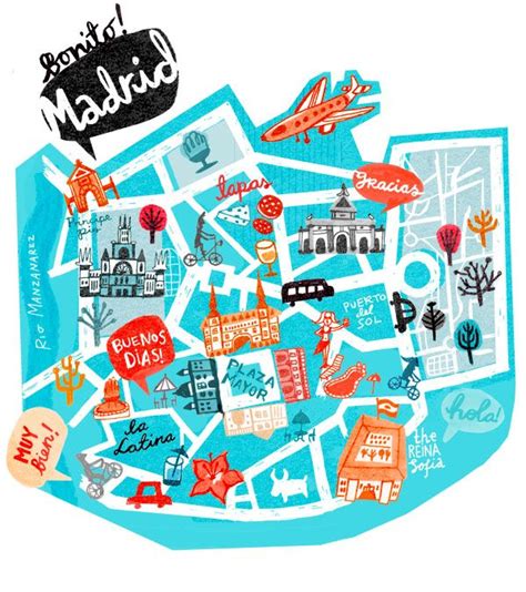 Mapa de Madrid - Cathrine Finnema illustration | Mappe illustrate, Mappe, Madrid