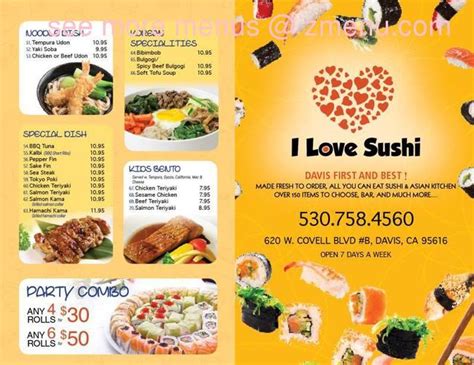 Online Menu of I Love Sushi Restaurant, Davis, California, 95616 - Zmenu