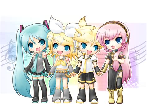 chibi group hatsune miku kagamine len kagamine rin kayano celica male megurine luka vocaloid ...