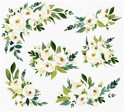 White Flower/small Set/individual PNG Files/hand Painted/wedding Design/bohemian/rustic - Etsy ...