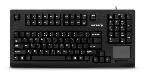 Cherry Compact QWERTY Mechnical USB Keyboard with Touchpad - 104 Keys, 16" Wide, Black (G80 ...